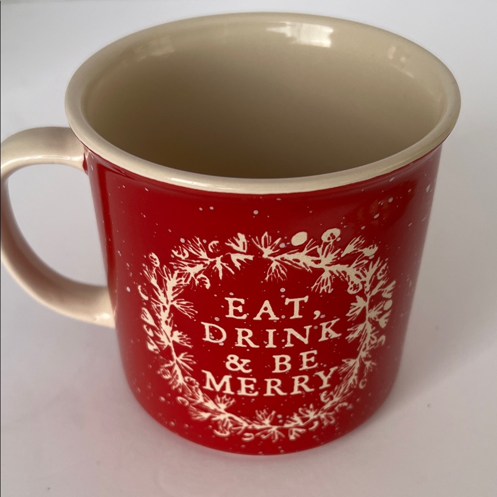 Red‎ and Cream Holiday Mug - Eat, Drink & Be Merry